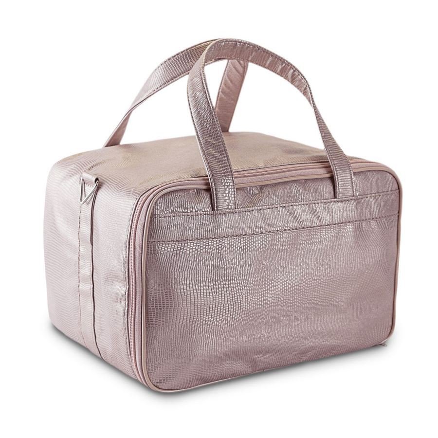 Kit Bandejas Expositoras + Bolsa para Joias - 21,5x29,5x3 cm Bolsa Réptil Rosa Blush - Bandeja Réptil Rosa Blush/Dunny Rosa Chá