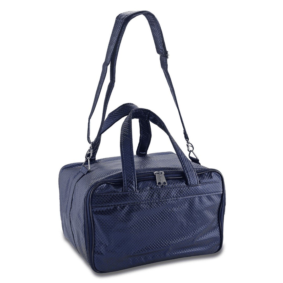 Kit Bandejas Expositoras + Bolsa para Joias - 21,5x29,5x3 cm Bolsa Rodes Azul Marinho Metalizado - Bandeja Dunny Champagne 