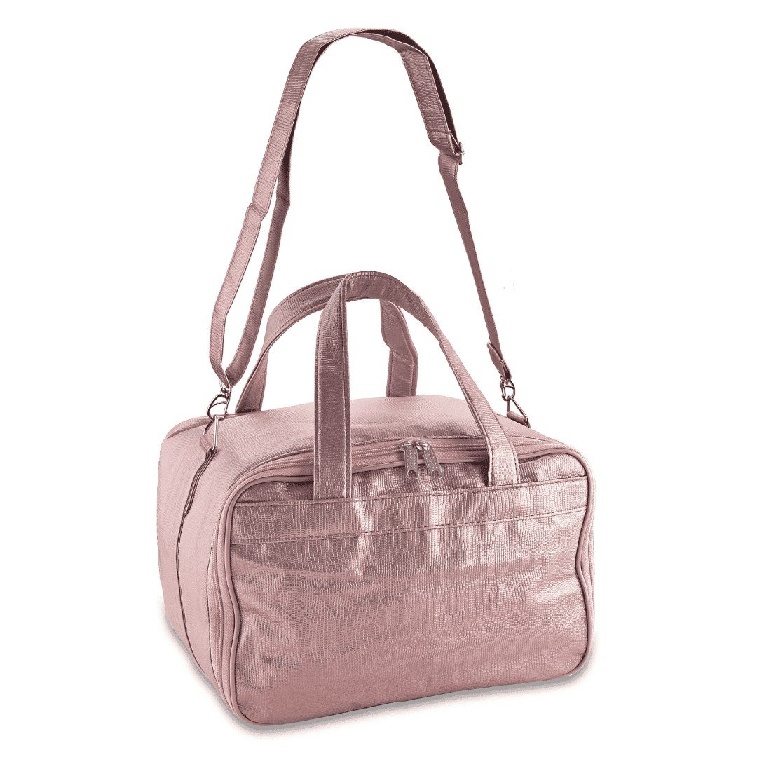 Kit Bandejas Expositoras + Bolsa para Joias - 21,5x29,5x3 cm Bolsa Reptil Rosê Metalizado - Bandeja Dunny Rosa Cha