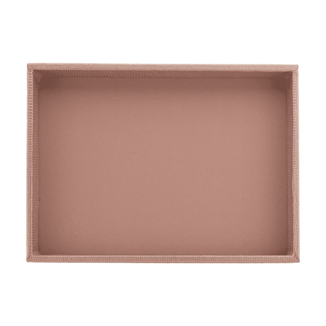 Kit Bandejas Expositoras + Bolsa para Joias - 21,5x29,5x3 cm Bolsa Reptil Rosê Metalizado - Bandeja Dunny Rosa Cha