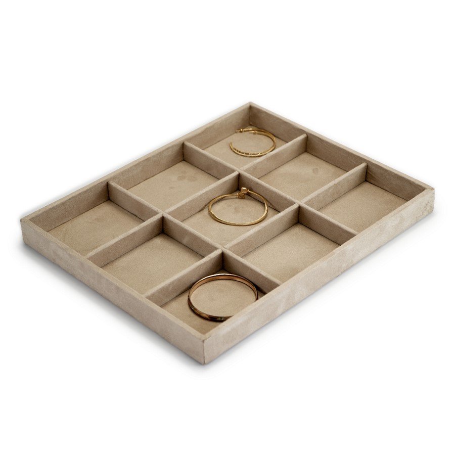 Bandeja Grande Expositora para Joias - 29,5x36,5x3,3 cm. Suede Bege