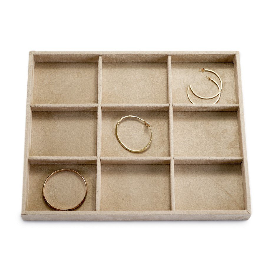 Bandeja Grande Expositora para Joias - 29,5x36,5x3,3 cm. Suede Bege