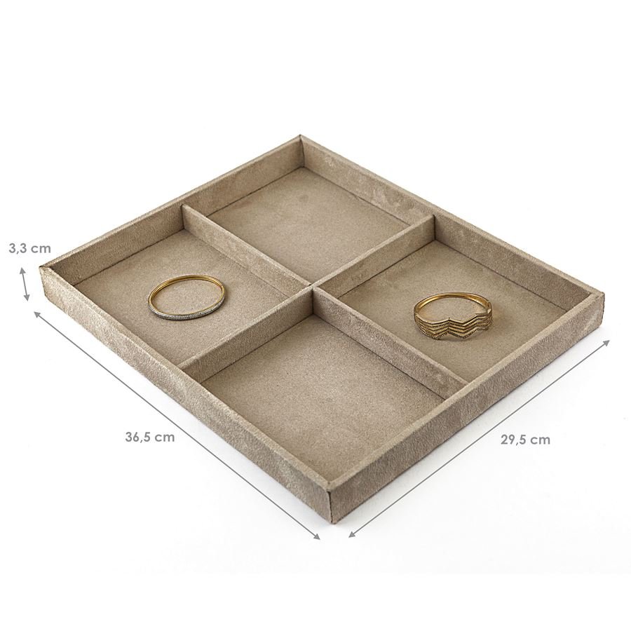 Bandeja Grande Expositora para Joias - 29,5x36,5x3,3 cm. Suede Bege