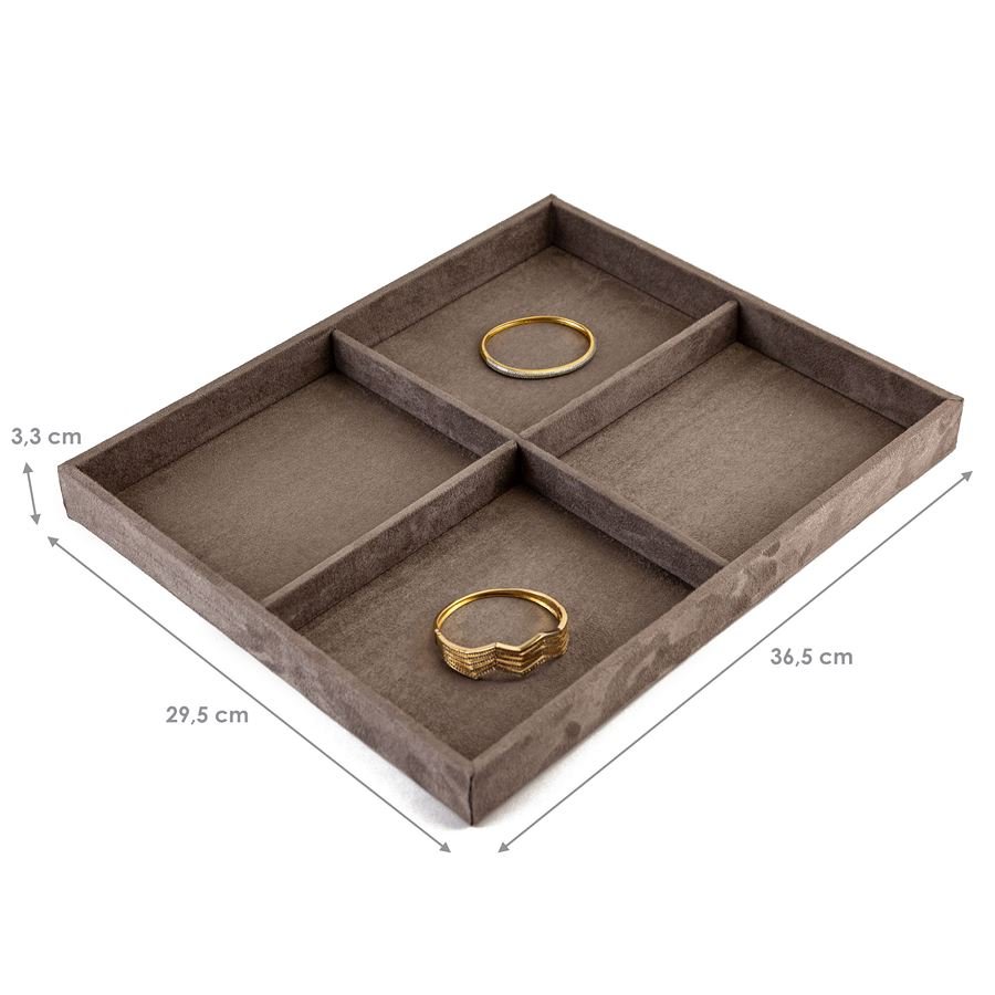 Bandeja Grande Expositora para Joias - 29,5x36,5x3,3 cm. Suede Marrom