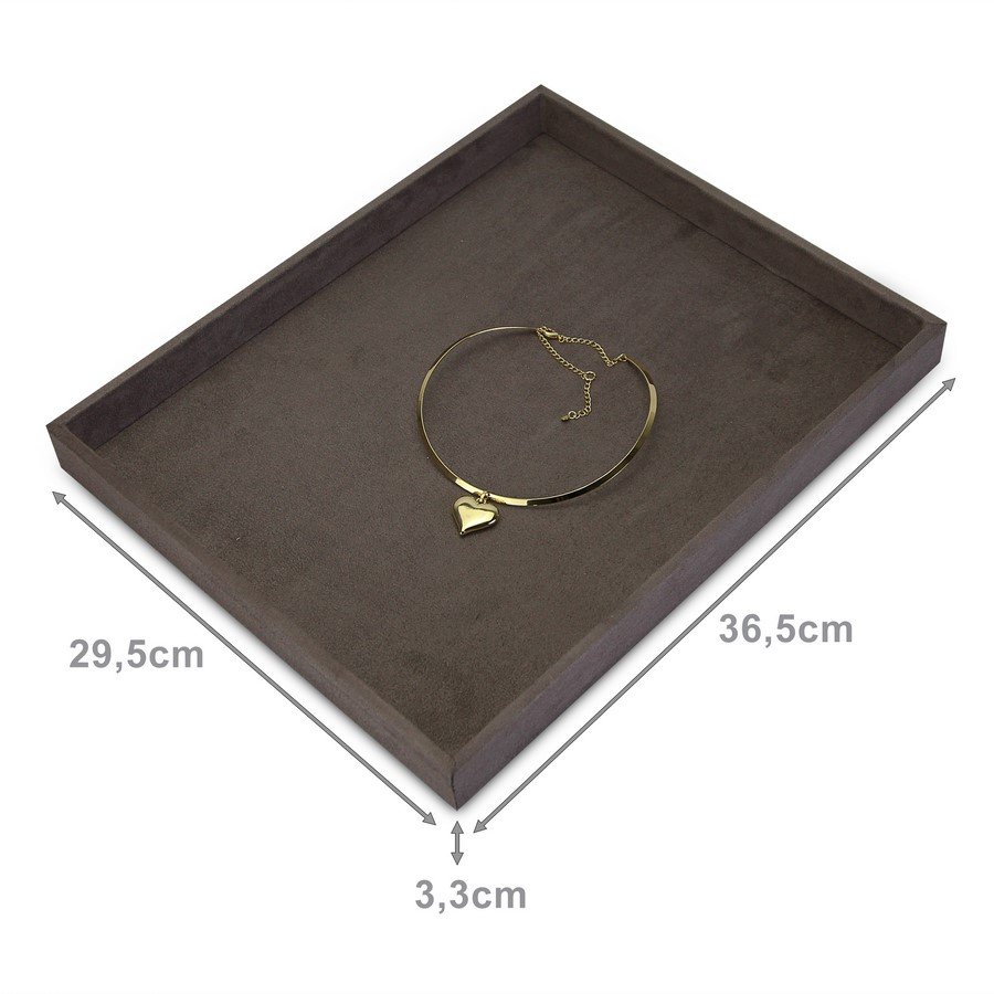 Bandeja Grande Expositora para Joias - 29,5x36,5x3,3 cm. Suede Marrom