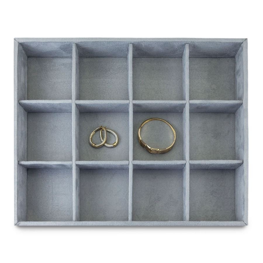 Bandeja Grande Expositora para Joias - 29,5x36,5x5 cm. Suede Cinza