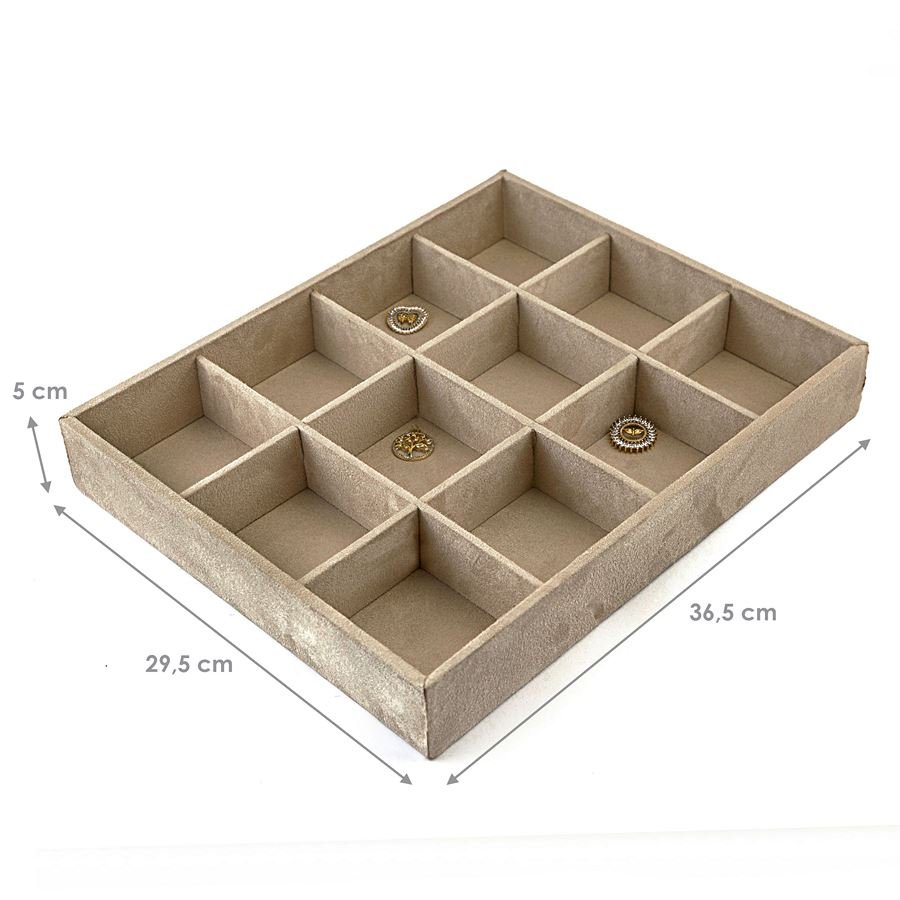 Bandeja Grande Expositora para Joias - 29,5x36,5x5 cm. Suede Bege