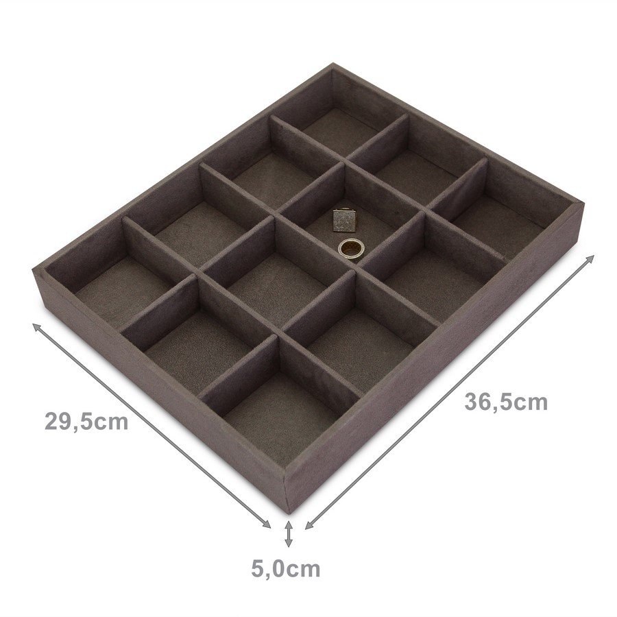 Bandeja Grande Expositora para Joias - 29,5x36,5x5 cm. Suede Marrom