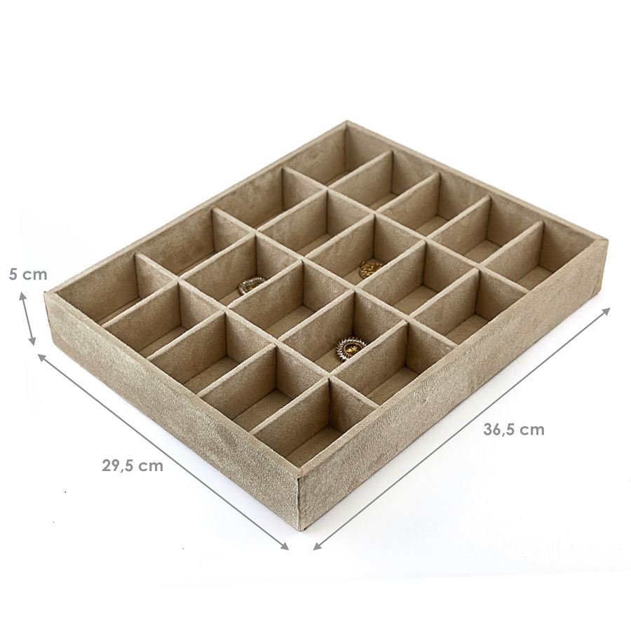 Bandeja Grande Expositora para Joias - 29,5x36,5x5 cm. Suede Bege