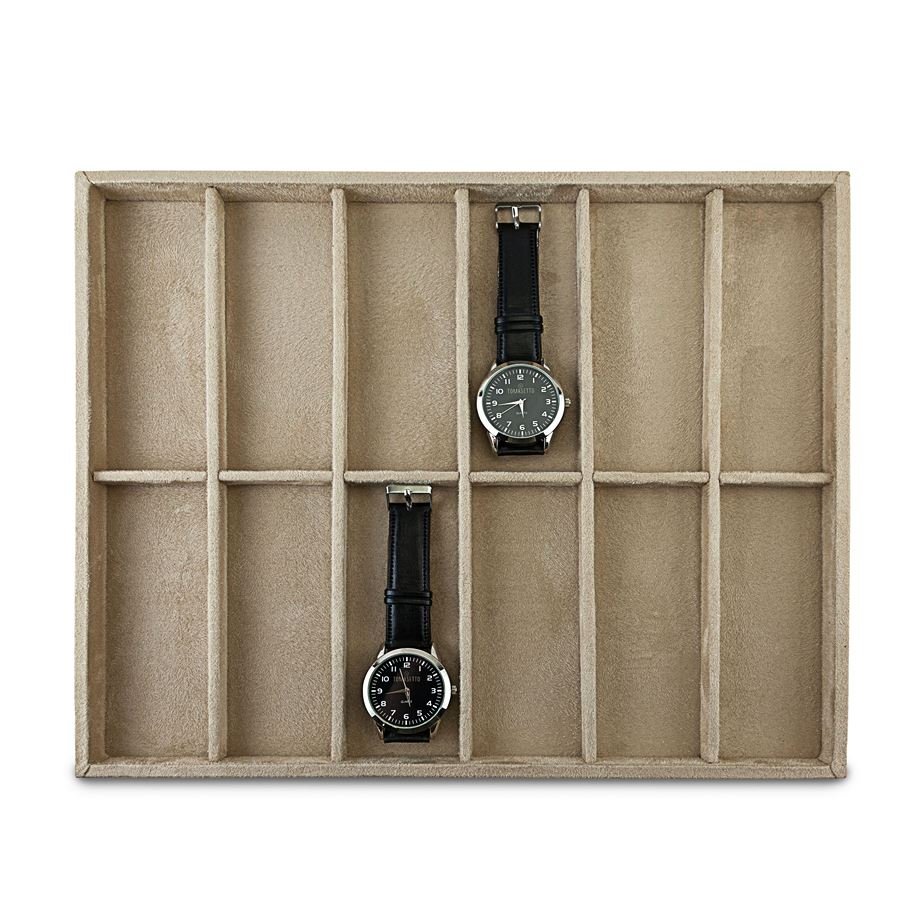 Bandeja Grande Expositora para Relógios - 29,5x36,5x2,3 cm. Suede Bege