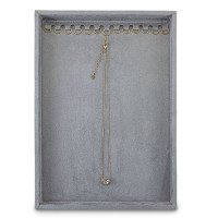 Bandeja Média Expositora para Correntes - 21,5x29,5x2,3 cm. Suede Cinza