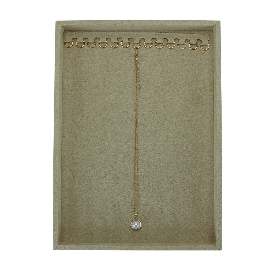 Bandeja Média Expositora para Correntes - 21,5x29,5x2,3 cm. Suede Bege