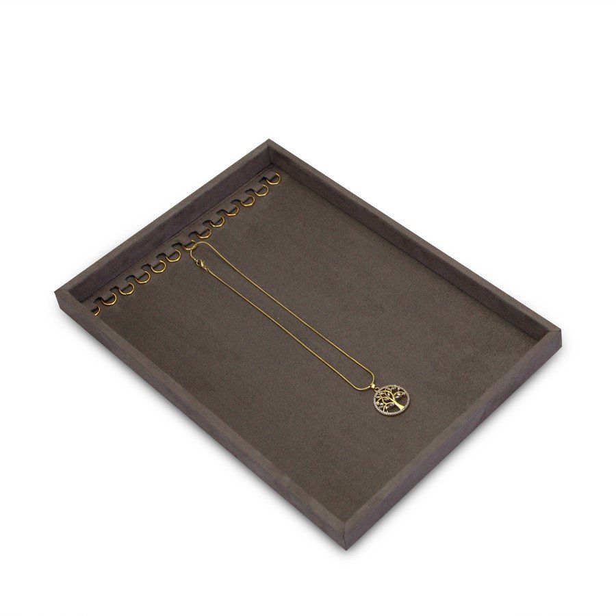 Bandeja Média Expositora para Correntes - 21,5x29,5x2,3 cm. Suede Marrom