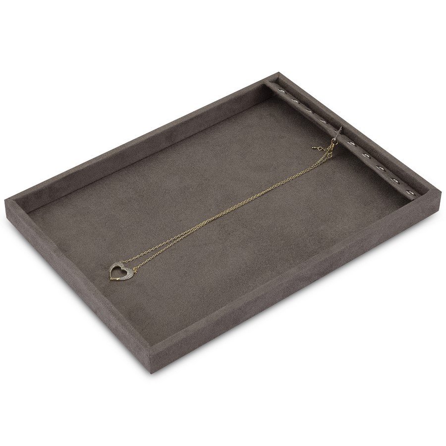 Bandeja Média Expositora para Correntes - 21,5x29,5x2,3 cm. Suede Marrom