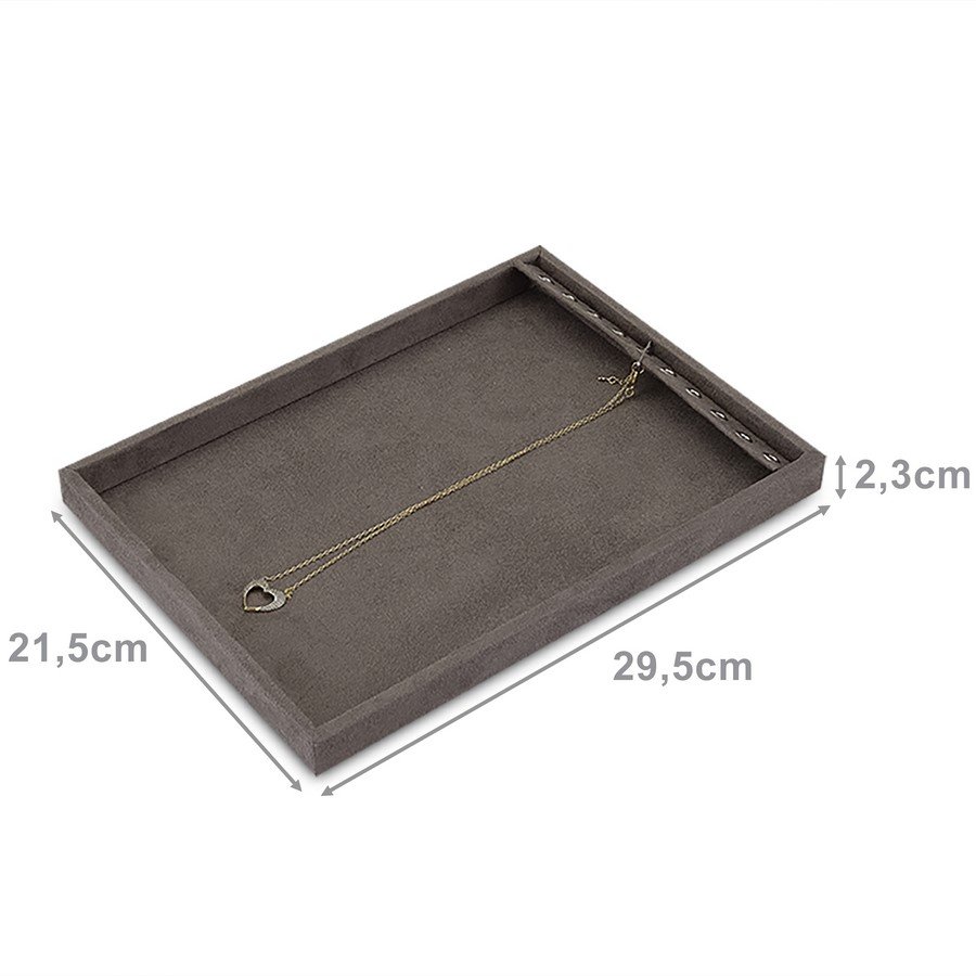 Bandeja Média Expositora para Correntes - 21,5x29,5x2,3 cm. Suede Marrom
