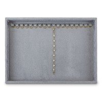 Bandeja Média Expositora para Pulseiras - 21,5x29,5x2,3 cm. Suede Cinza