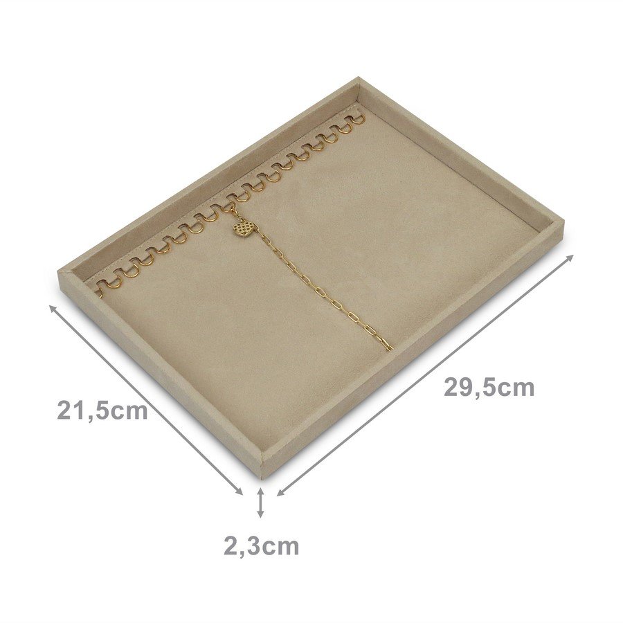 Bandeja Média Expositora para Pulseiras - 21,5x29,5x2,3 cm. Suede Bege