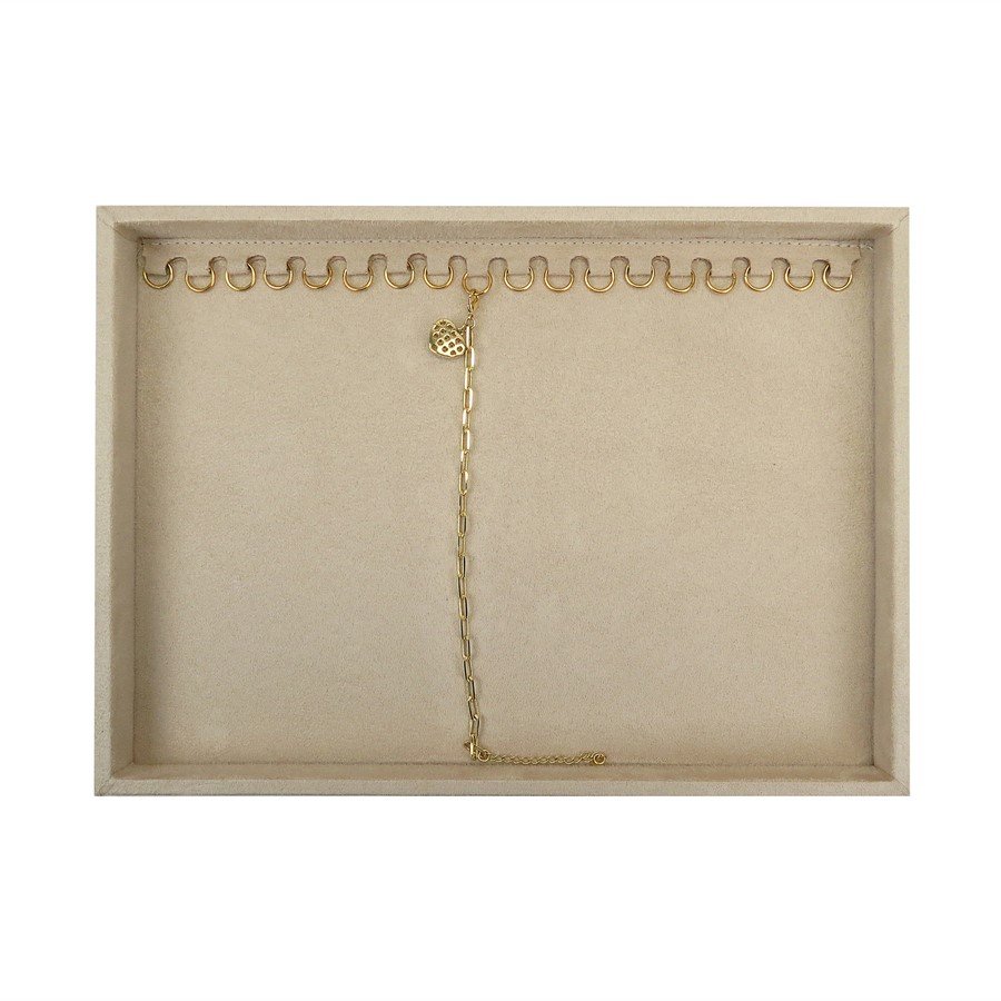 Bandeja Média Expositora para Pulseiras - 21,5x29,5x2,3 cm. Suede Bege