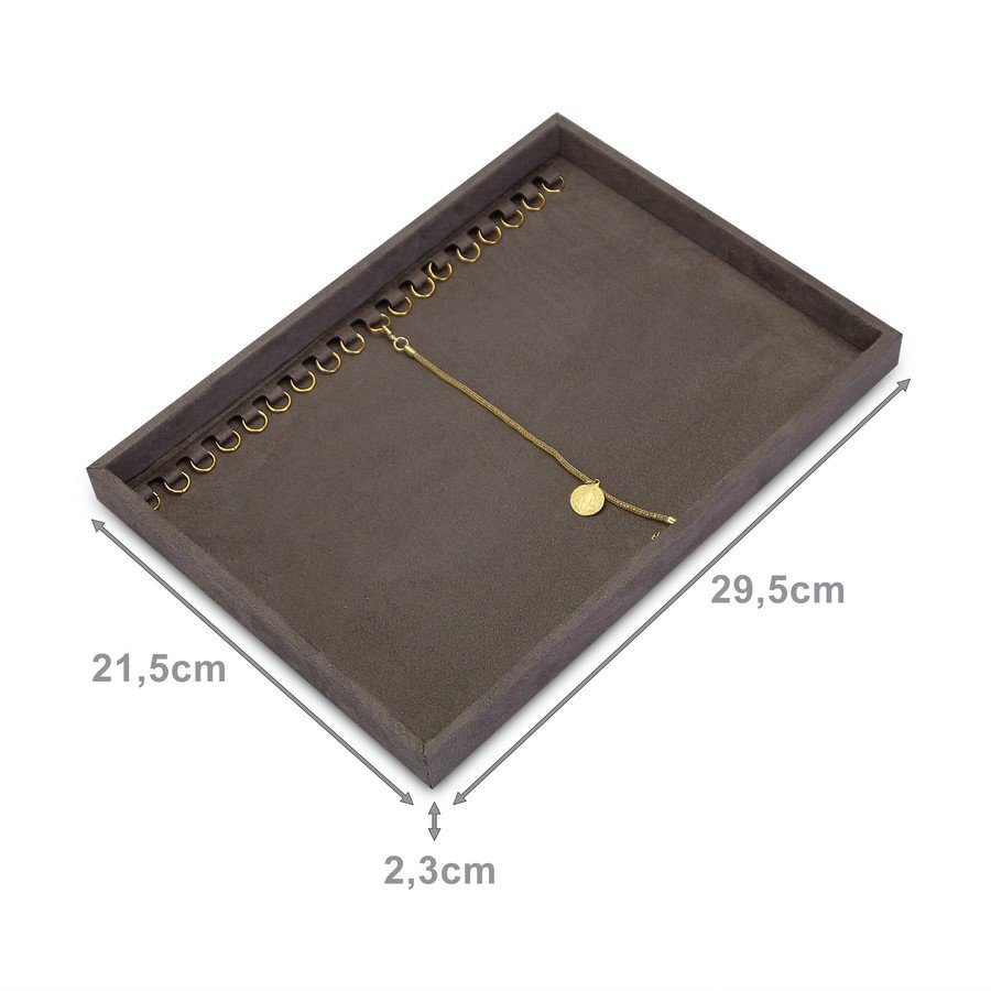 Bandeja Média Expositora para Pulseiras - 21,5x29,5x2,3 cm. Suede Marrom