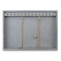 Bandeja Média Expositora para Pulseiras - 21,5x29,5x2,3 cm. Suede Cinza