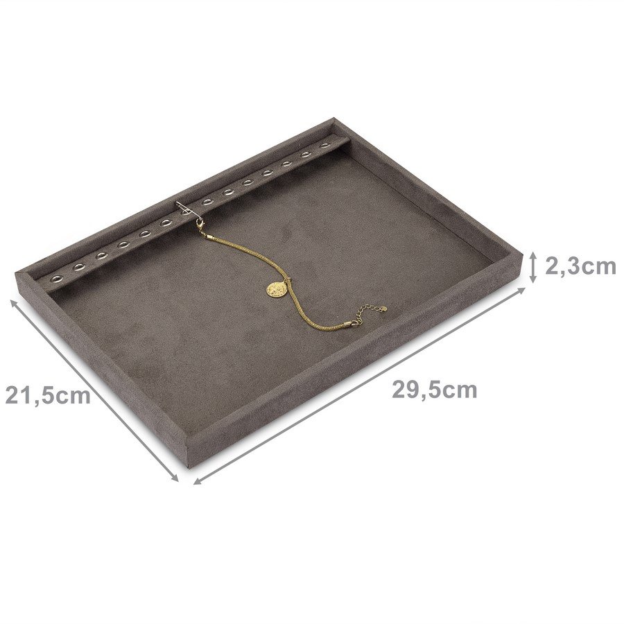 Bandeja Média Expositora para Pulseiras - 21,5x29,5x2,3 cm. Suede Marrom