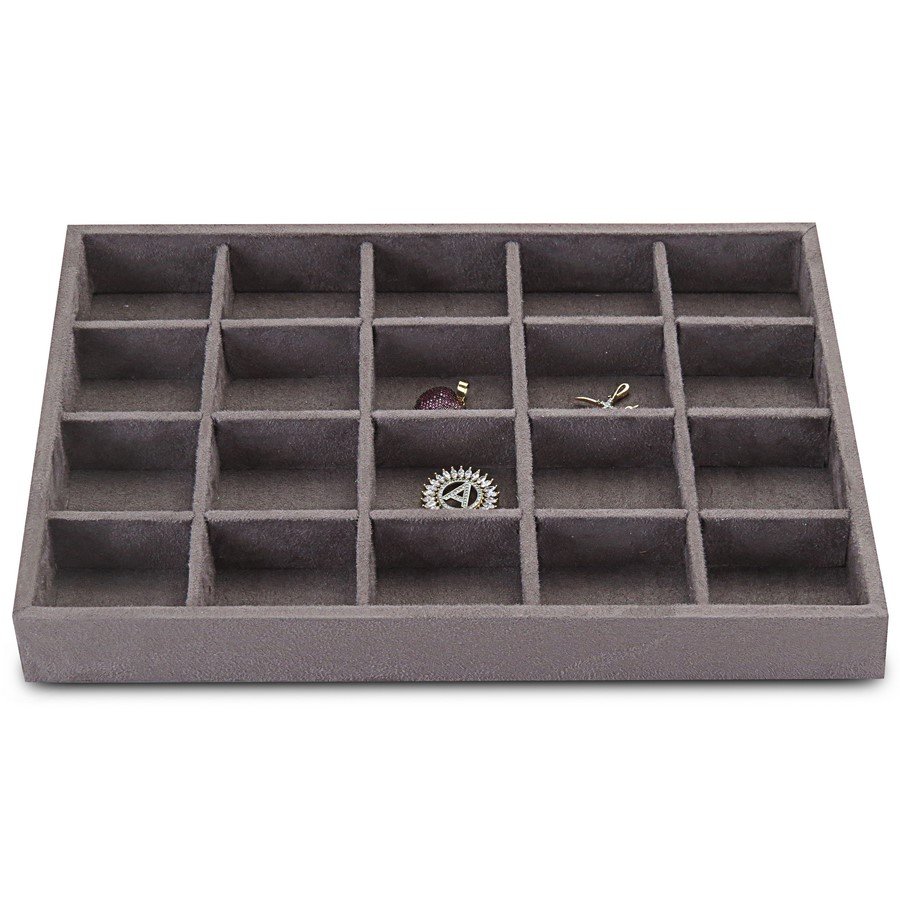 Bandeja Média Expositora para Joias - 21,5x29,5x3,3 cm. Suede Marrom