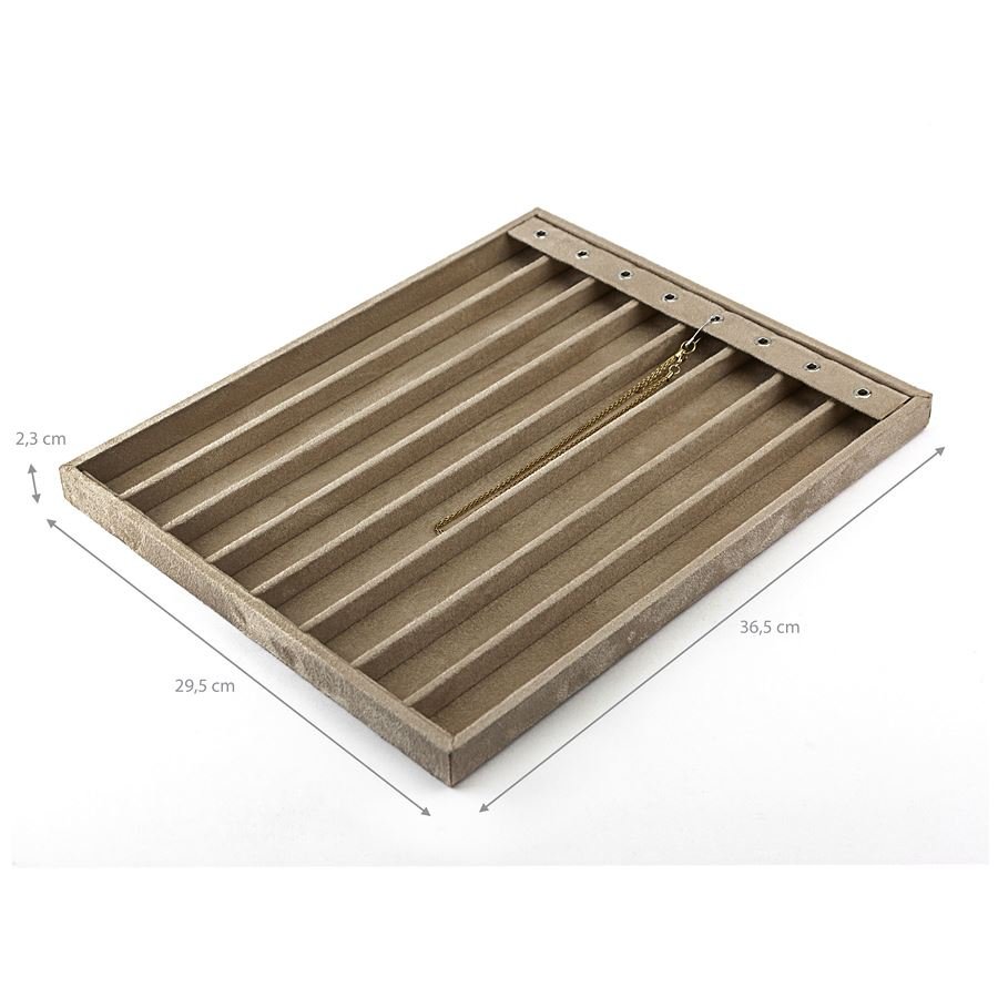 Bandeja Grande Expositora para Correntes - 29,5x36,5x2,3 cm. Suede Bege