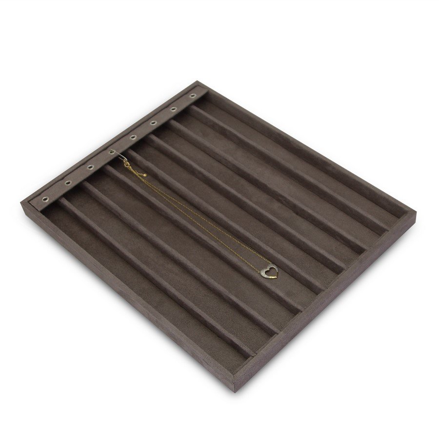 Bandeja Grande Expositora para Correntes - 29,5x36,5x2,3 cm. Suede Marrom