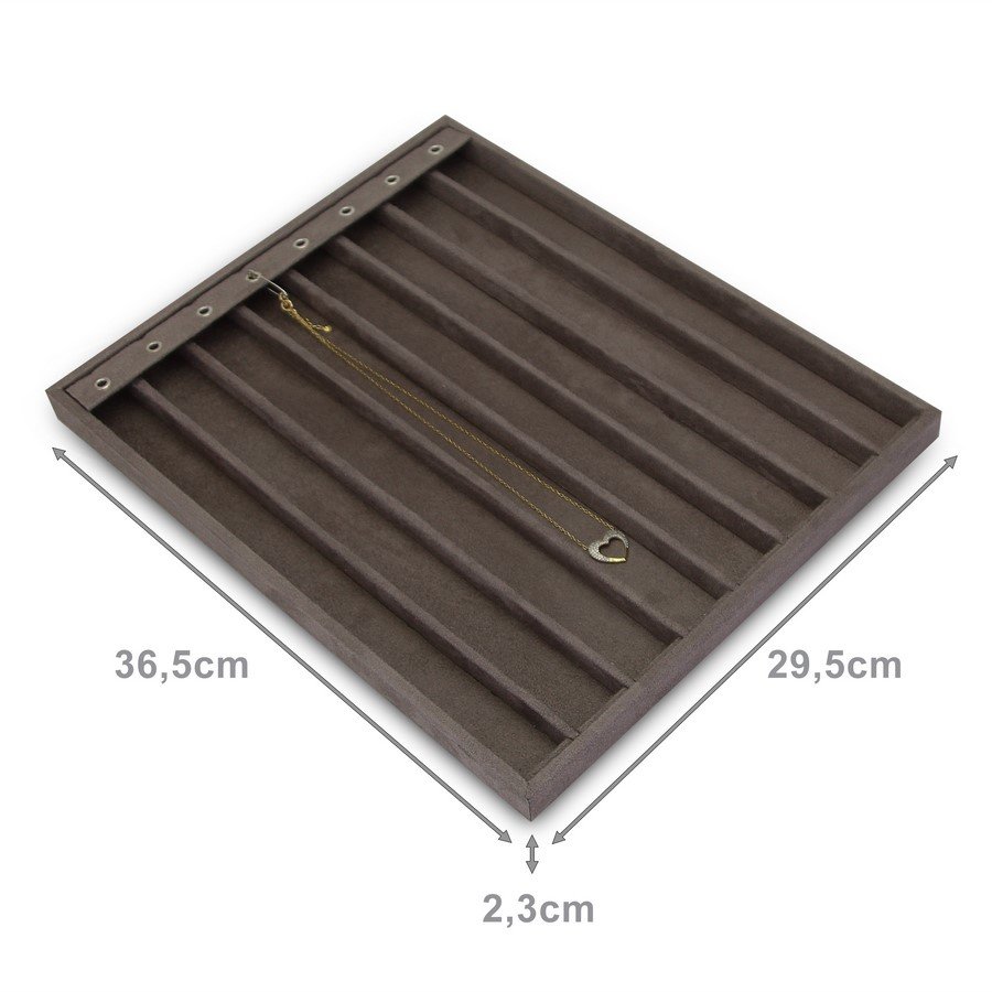Bandeja Grande Expositora para Correntes - 29,5x36,5x2,3 cm. Suede Marrom