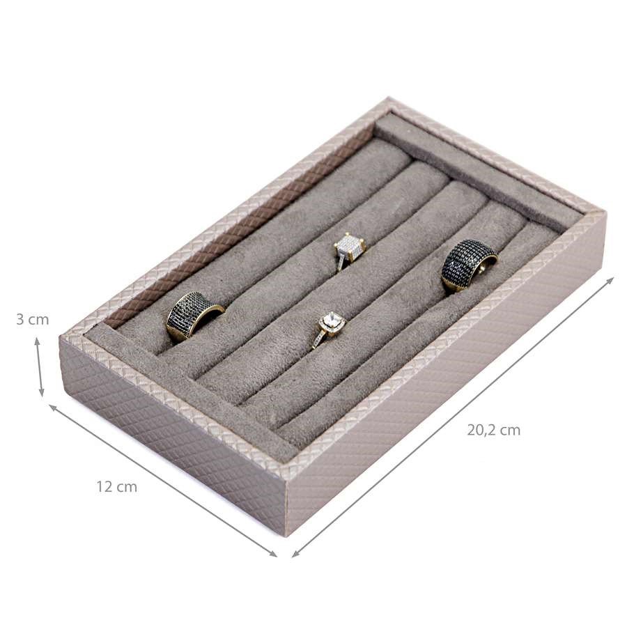 Bandeja Anéis 5 Roletes 12x20,2x3,0cm Rodes Capuccino Metalizado - Suede Marrom