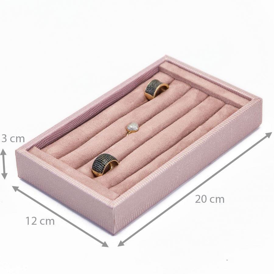 Bandeja Anéis 5 Roletes 12x20,2x3,0cm Reptil Rosê Metalizado - Suede Rosê