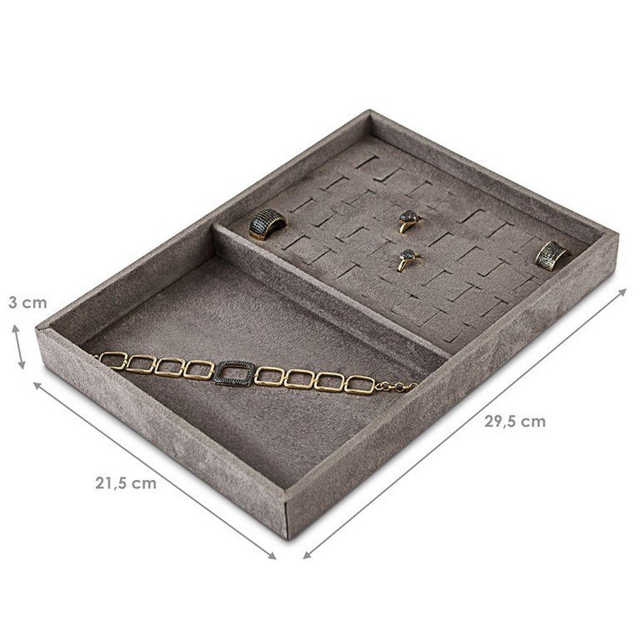 Bandeja Média Expositora para Joias - 21,5x29,5 cm. Suede Marrom