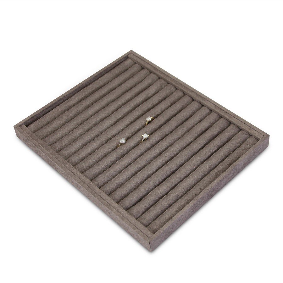Bandeja Grande Expositora para Anéis - 29,5x36,5x3,3 cm. Suede Marrom