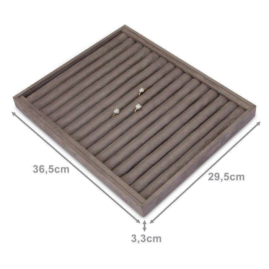 Bandeja Grande Expositora para Anéis - 29,5x36,5x3,3 cm. Suede Marrom