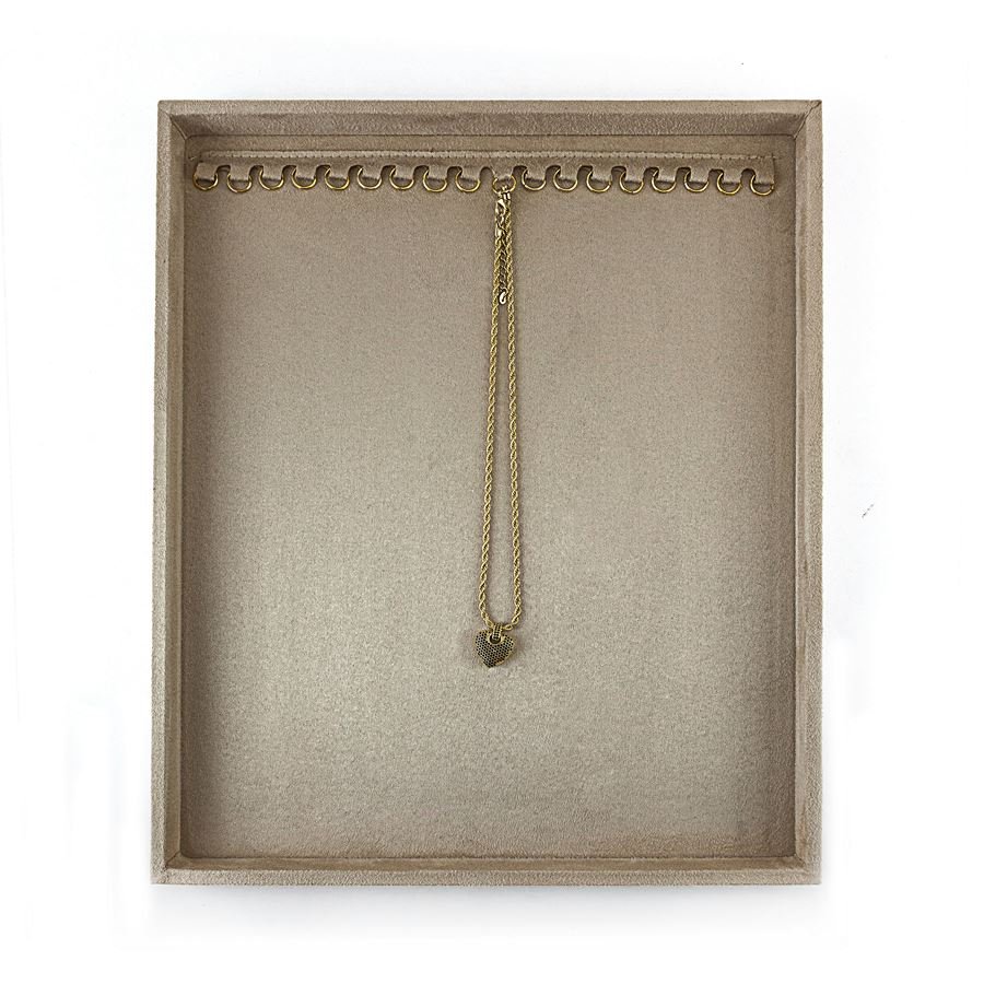 Bandeja Grande Expositora para Correntes - 29,5x36,5x2,3 cm. Suede Bege