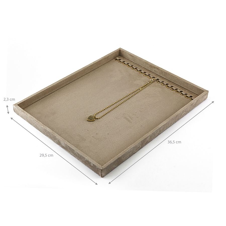Bandeja Grande Expositora para Correntes - 29,5x36,5x2,3 cm. Suede Bege