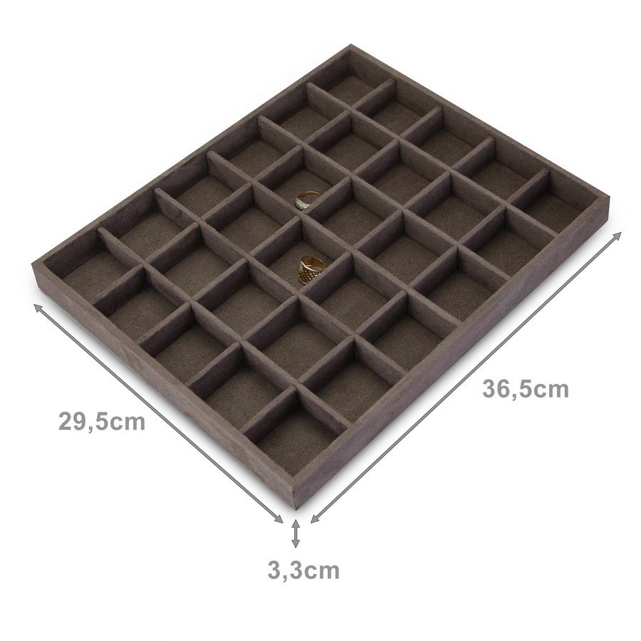 Bandeja Grande Expositora para Joias - 29,5x36,5x3,3 cm. Suede Marrom