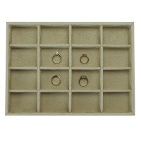 Bandeja Média Expositora para Joias - 21,5x29,5x3,3 cm. Suede Bege