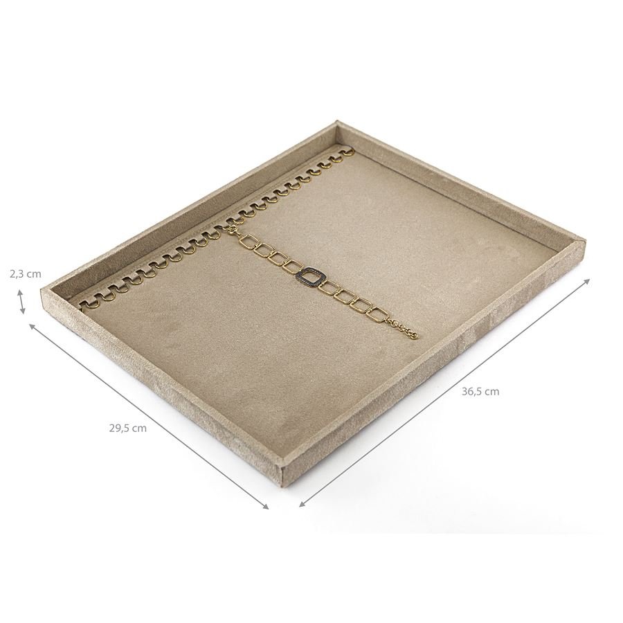 Bandeja Grande Expositora para Pulseiras - 29,5x36,5x2,3 cm. Suede Bege