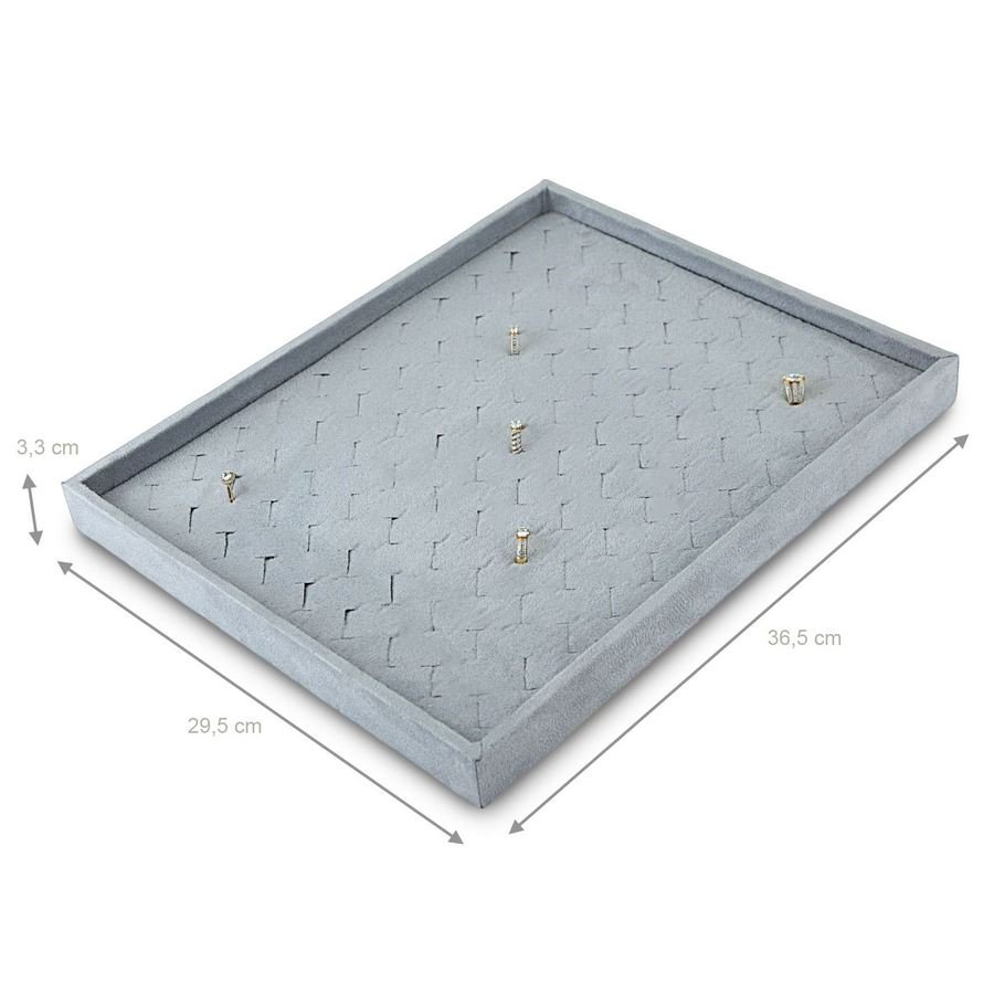 Bandeja Grande Expositora para Anéis - 29,5x36,5x3,3 cm. Suede Cinza