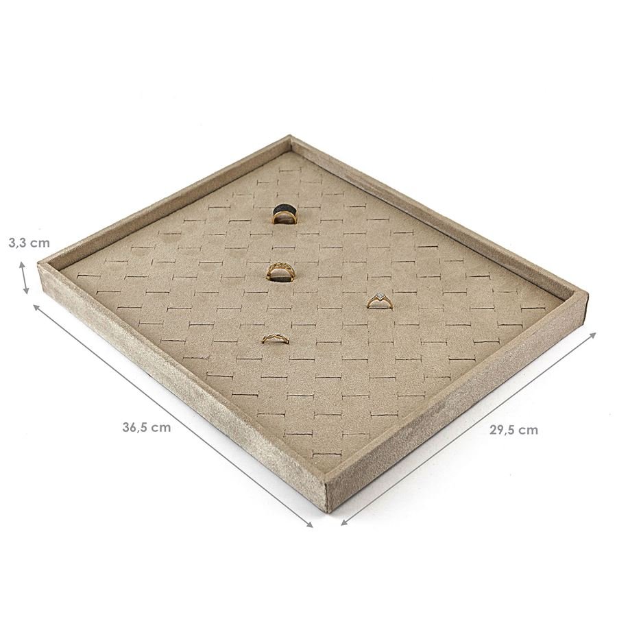 Bandeja Grande Expositora para Anéis - 29,5x36,5x3,3 cm. Suede Bege