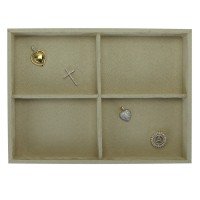 Bandeja Média Expositora para Joias - 21,5x29,5x3,3 cm. Suede Bege