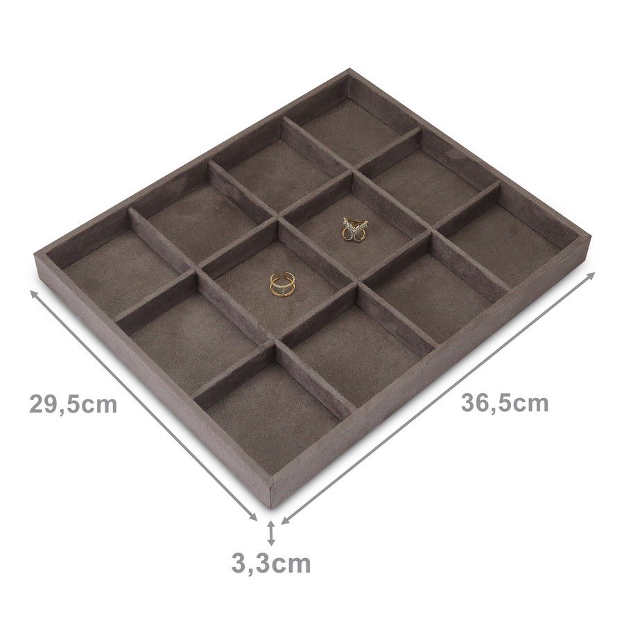 Bandeja Grande Expositora para Joias - 29,5x36,5x3,3 cm. Suede Marrom