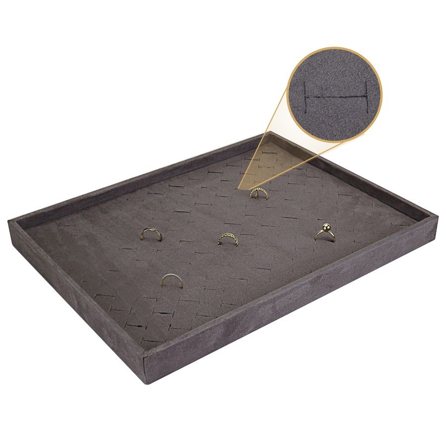Bandeja Extra Grande Expositora para Anéis - 29,5x39,5x3,3. Suede Marrom