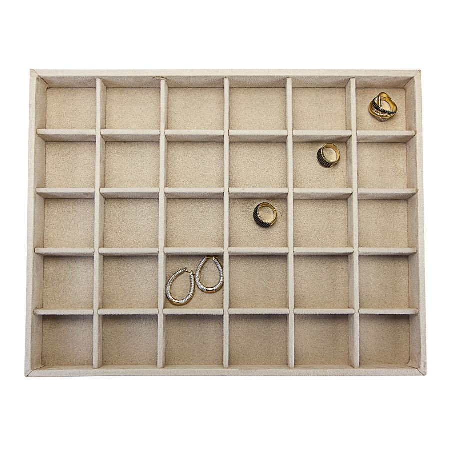 Bandeja Extra Grande Expositora para Joias - 29,5x39,5x3,3. Suede Bege