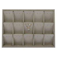 Bandeja Expositora com Cartelas para Joias - 21,5x29,5x3,3. Suede Cinza