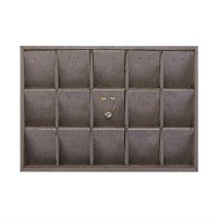 Bandeja Expositora com Cartelas para Joias - 21,5x29,5x3,3. Suede Marrom