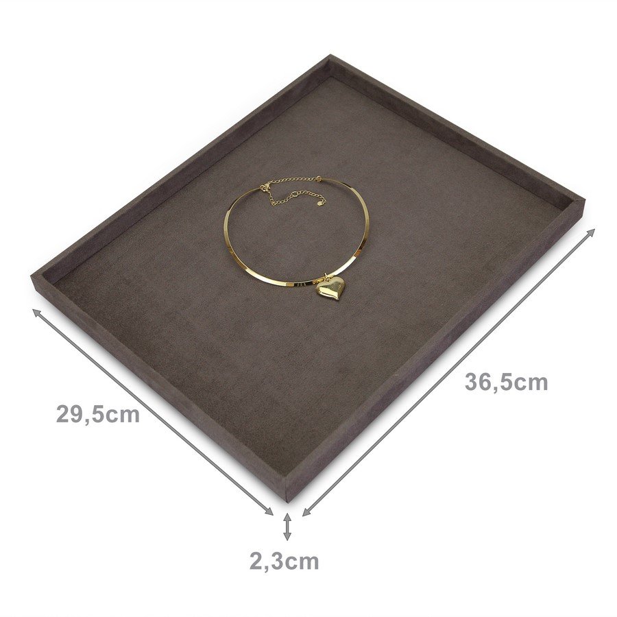 Bandeja Grande Expositora para Joias - 29,5x36,5x2,3 cm. Suede Marrom