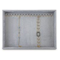 Bandeja Média Expositora para Pulseiras - 21,5x29,5x3,3 cm. Suede Cinza