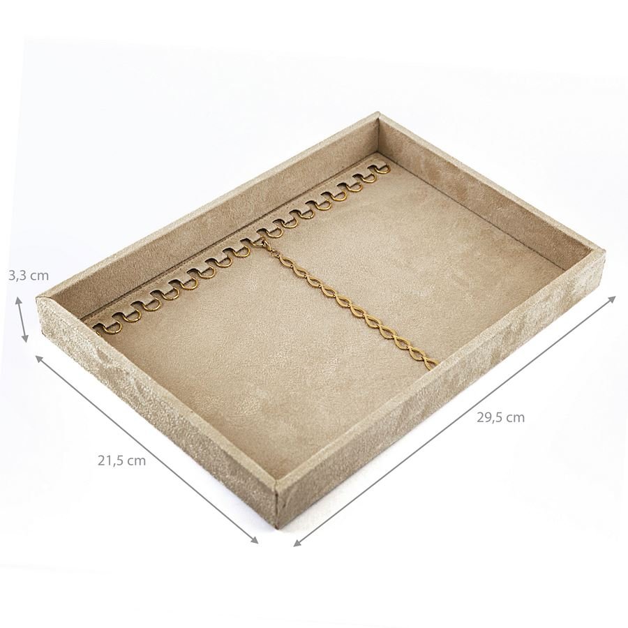 Bandeja Média Expositora para Pulseiras - 21,5x29,5x3,3 cm. Suede Bege